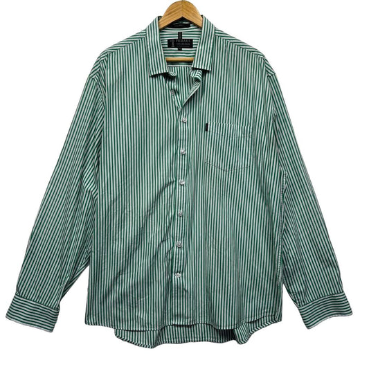 Pilbara Collection Green Striped Cotton Shirt - Size 3XL
