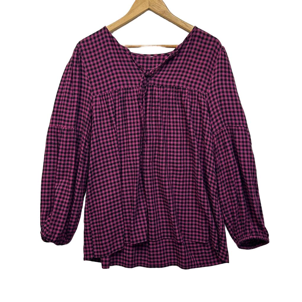 Pink Black Gingham Check Top - Size 18/20