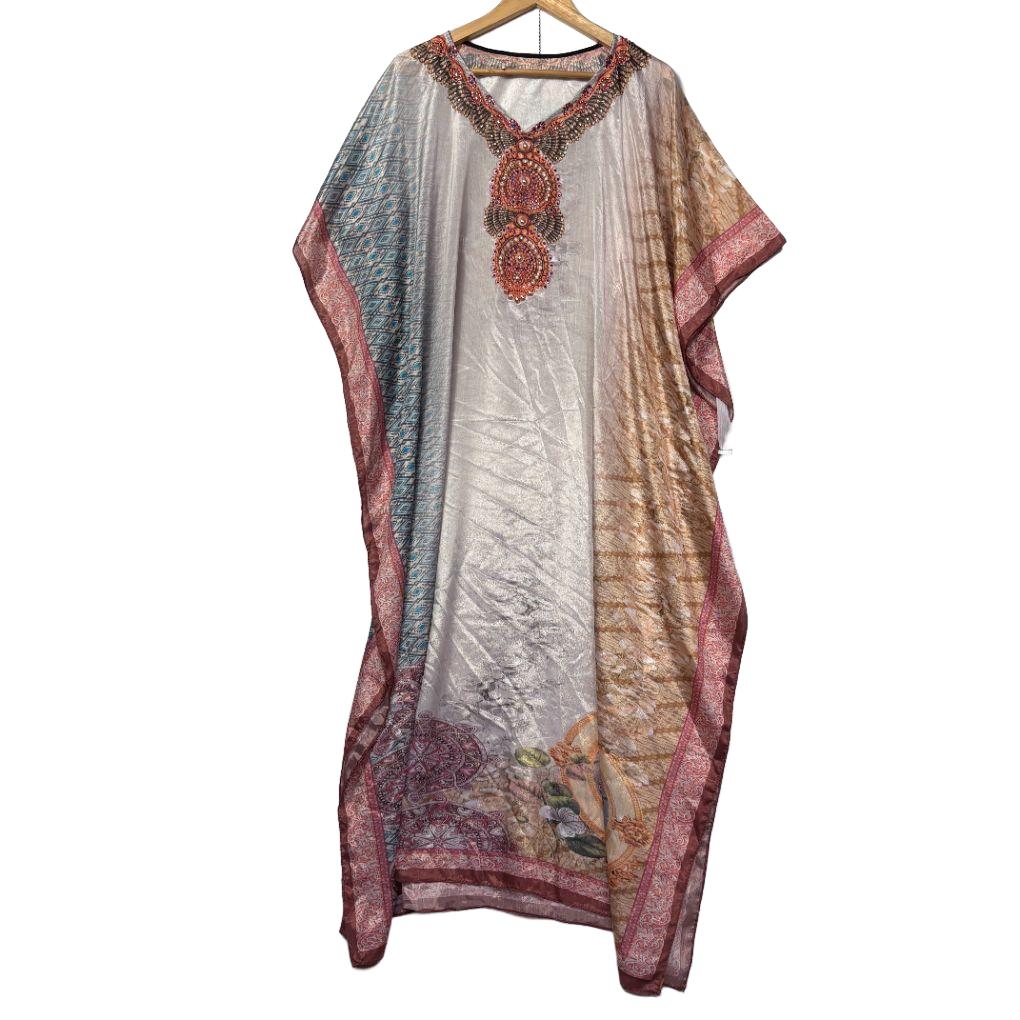 Handmade Multicoloured Embellished Kaftan - Size 14/16/18