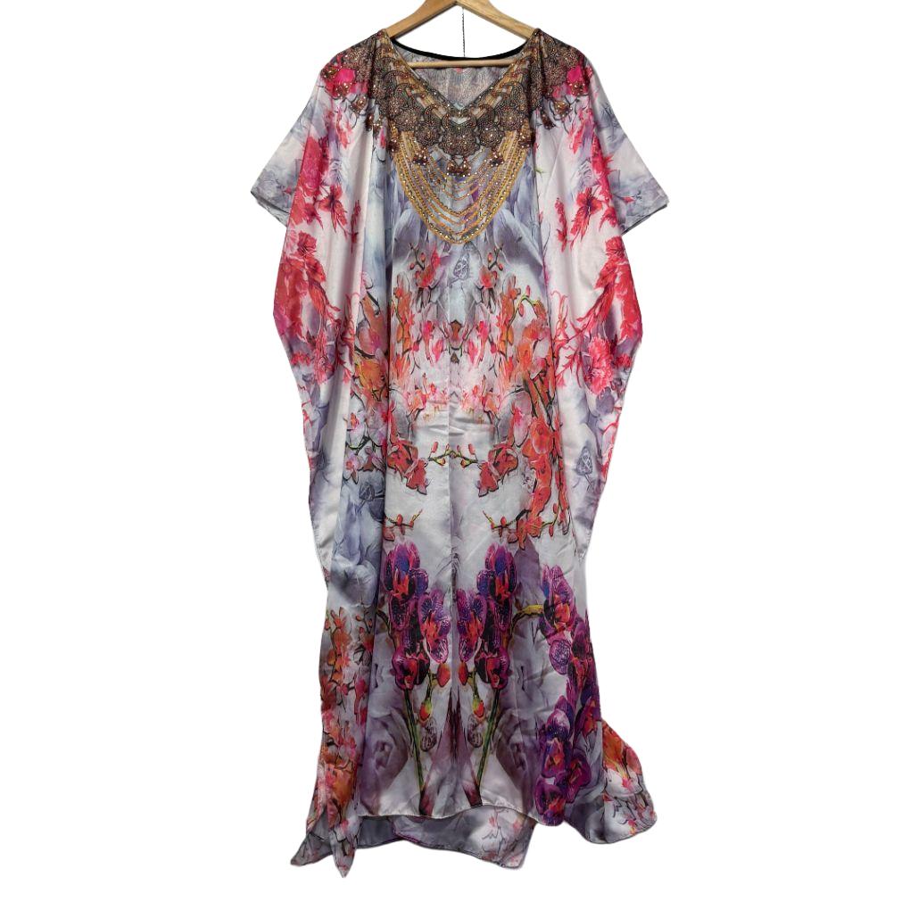 Handmade Multicoloured Embellished Kaftan - Size 14/16/18