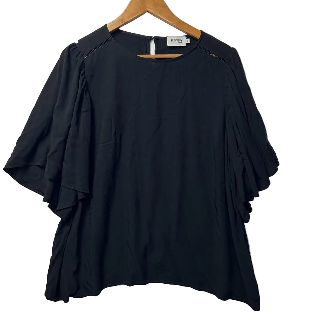 Piper Curve Black Top - Size 16