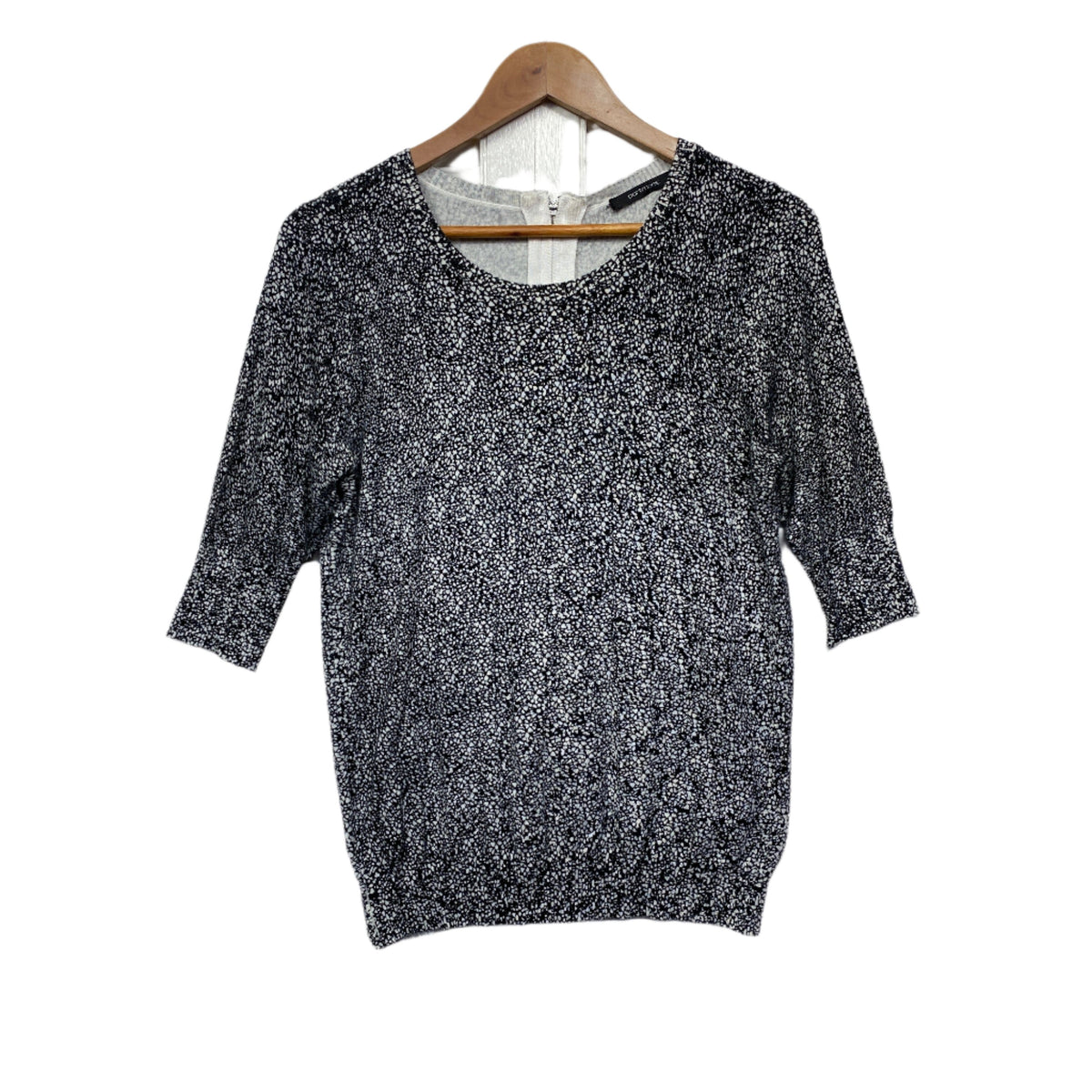 Portmans Black White Short Sleeve Knit Top - Size L/14
