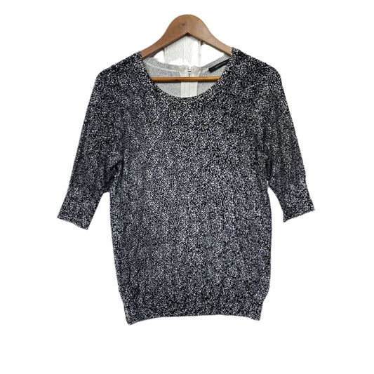 Portmans Black White Short Sleeve Knit Top - Size L/14