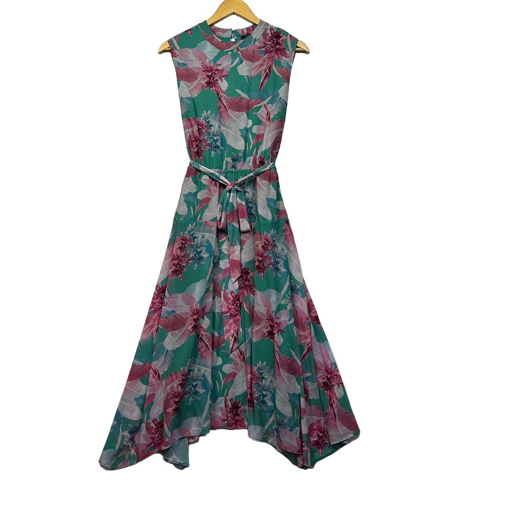 Portmans Green Floral Dress - Size 16