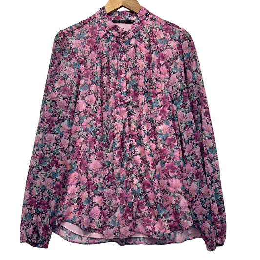 Portmans Pink Floral Blouse - Size 14