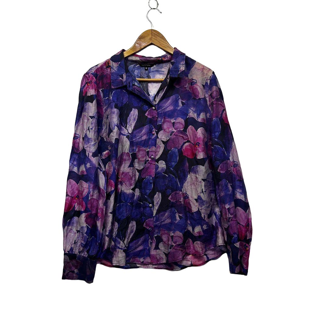 Portmans Purple Floral Plus Size Shirt - Size 18