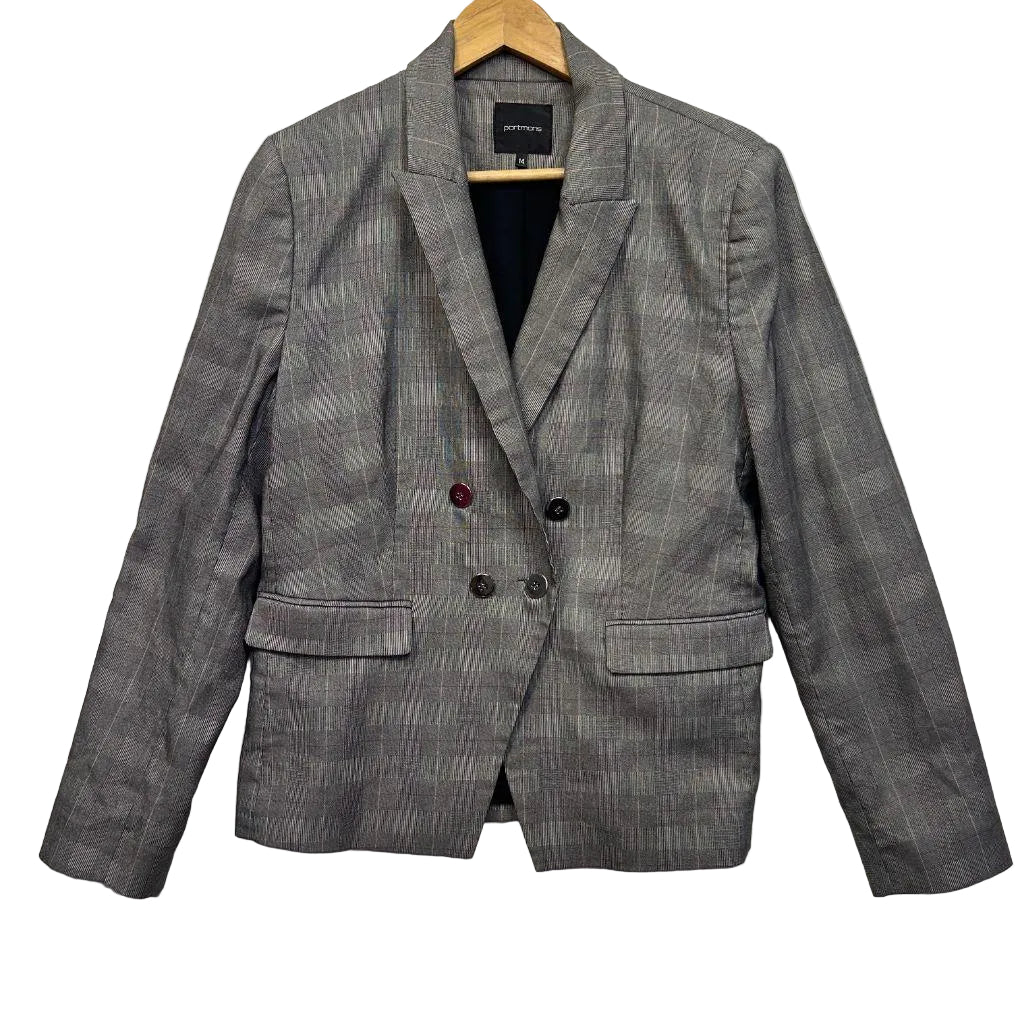 Portmans Grey Check Blazer - Size 14