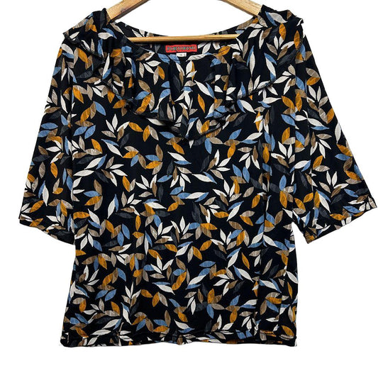 Portofino Black Leaf Print Top and Skirt Set - Size 16