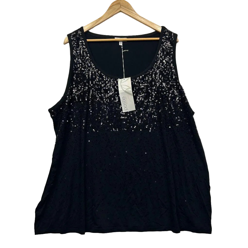 Postie Black Sequin Sleeveless Top- Size 28