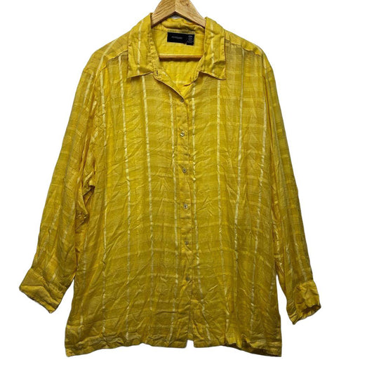 Potpourri Yellow Plus Size Cotton Shirt - Size 22