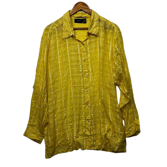 Potpourri Yellow Plus Size Cotton Shirt - Size 22L