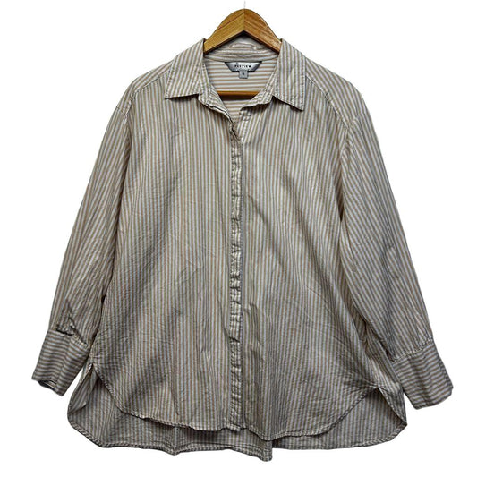 Preview Beige Striped Cotton Shirt - Size 18