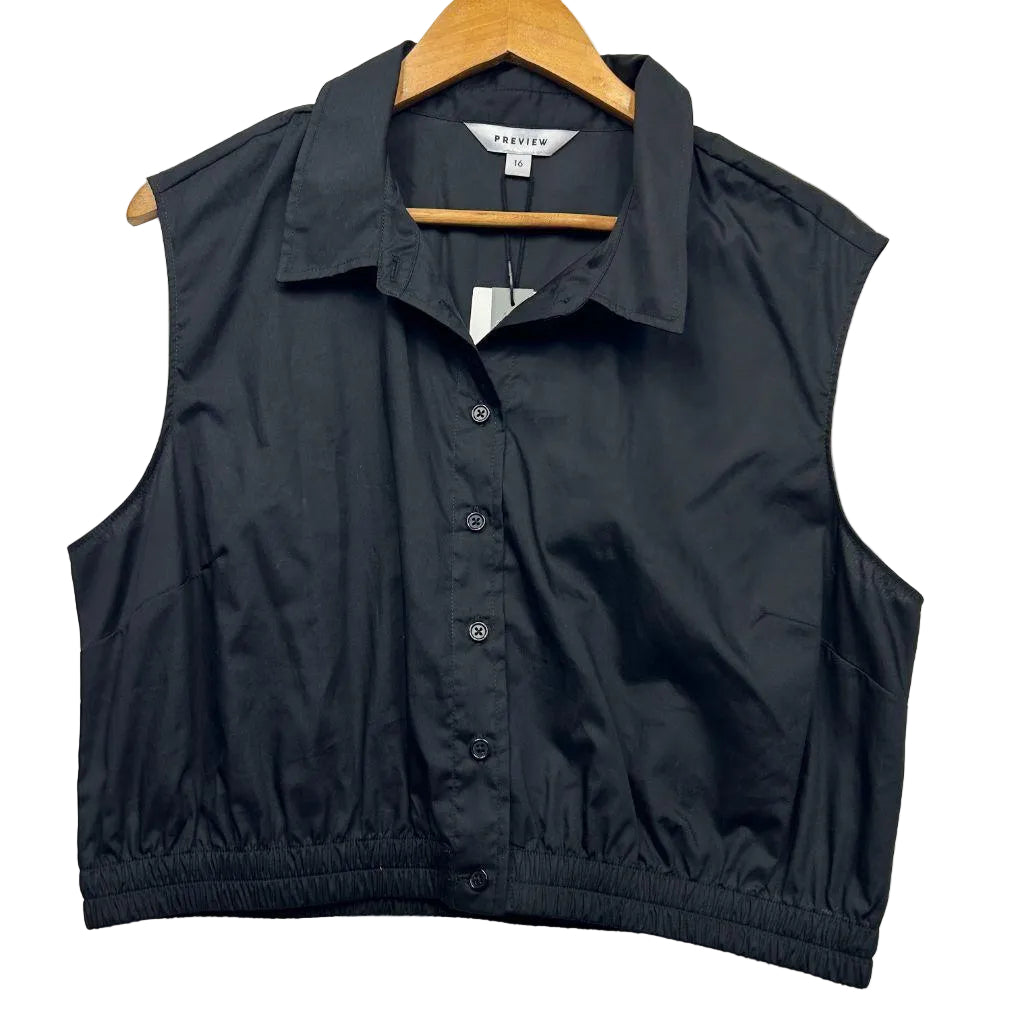 Preview Black Cotton Crop Top - Size 16