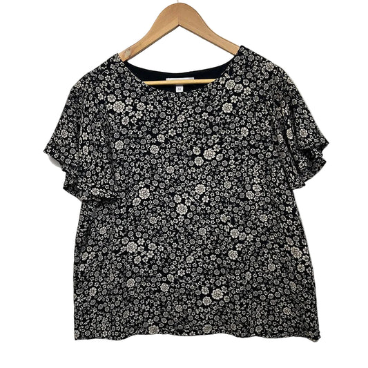 Preview Black Floral Top - Size 12