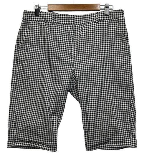 Preview Black and White Gingham Check Cotton Shorts - Size 16