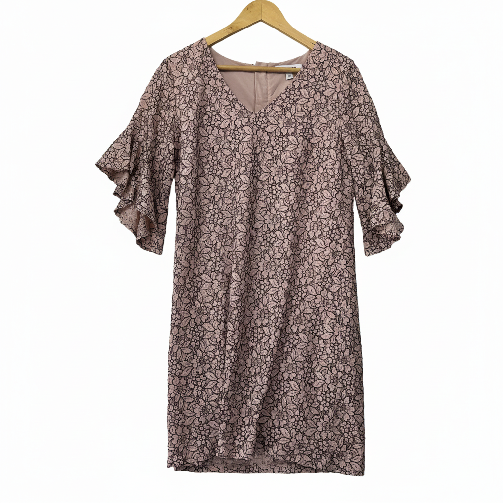 Preview Dusty Pink Floral Lace Overlay Dress - Size 14
