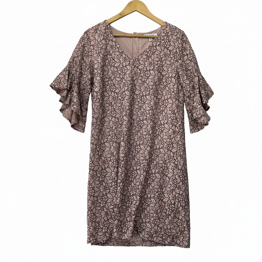 Preview Dusty Pink Floral Lace Overlay Dress - Size 14
