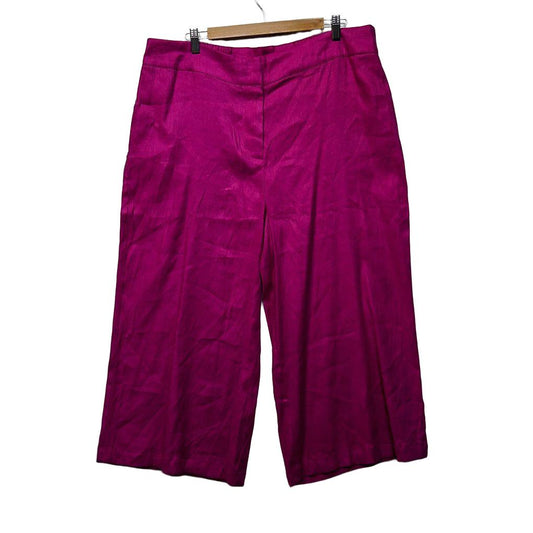 Preview Magenta Plus Size Linen Wide Leg Pants - Size 18