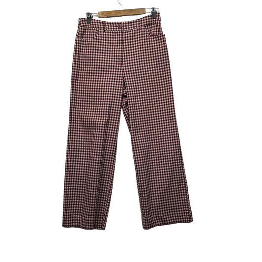 Princess Highway Burgundy Check Cotton Pants - Size 12