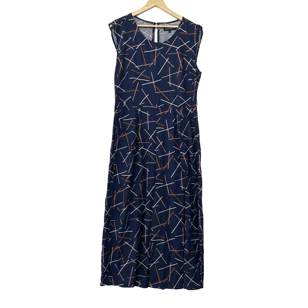 Princess Highway Navy Geometric Print Jumpsuit - Size 16