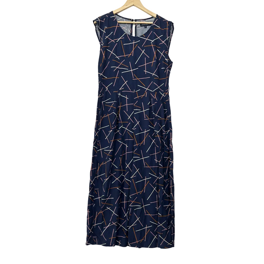 Princess Highway Navy Geometric Print Jumpsuit - Size 16