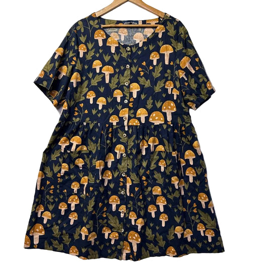 Princess Highway Navy Mushroom Print Dress - Size 18
