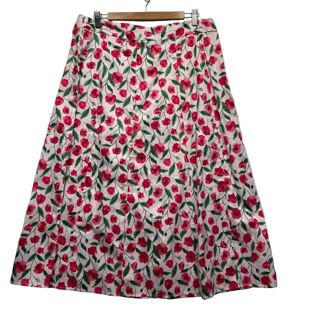 Princess Highway Pink Floral Cotton Skirt - Size 16