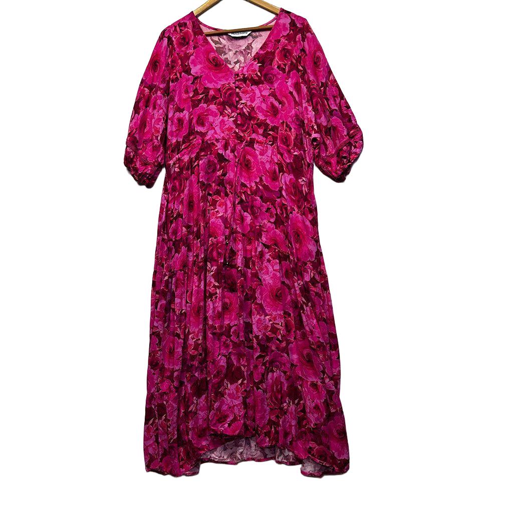 Proud Poppy Pink Floral Maxi Dress - Size 18/20