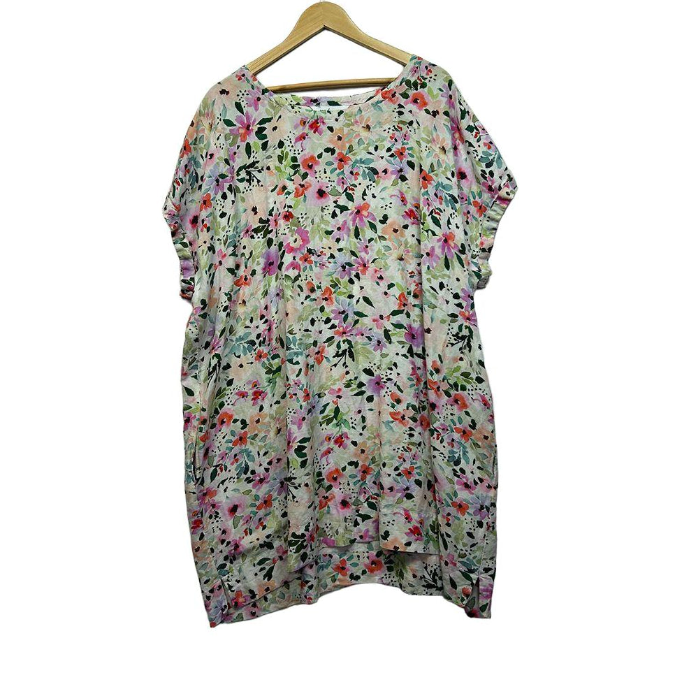 Proud Poppy Floral Linen Dress - Size 24