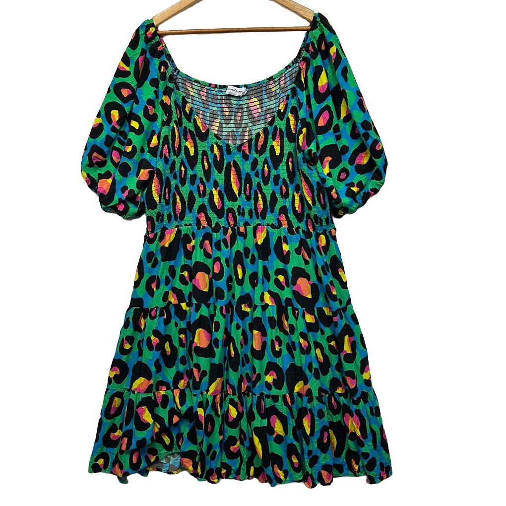 Proud Poppy Multicoloured Leopard Print Dress - Size 28