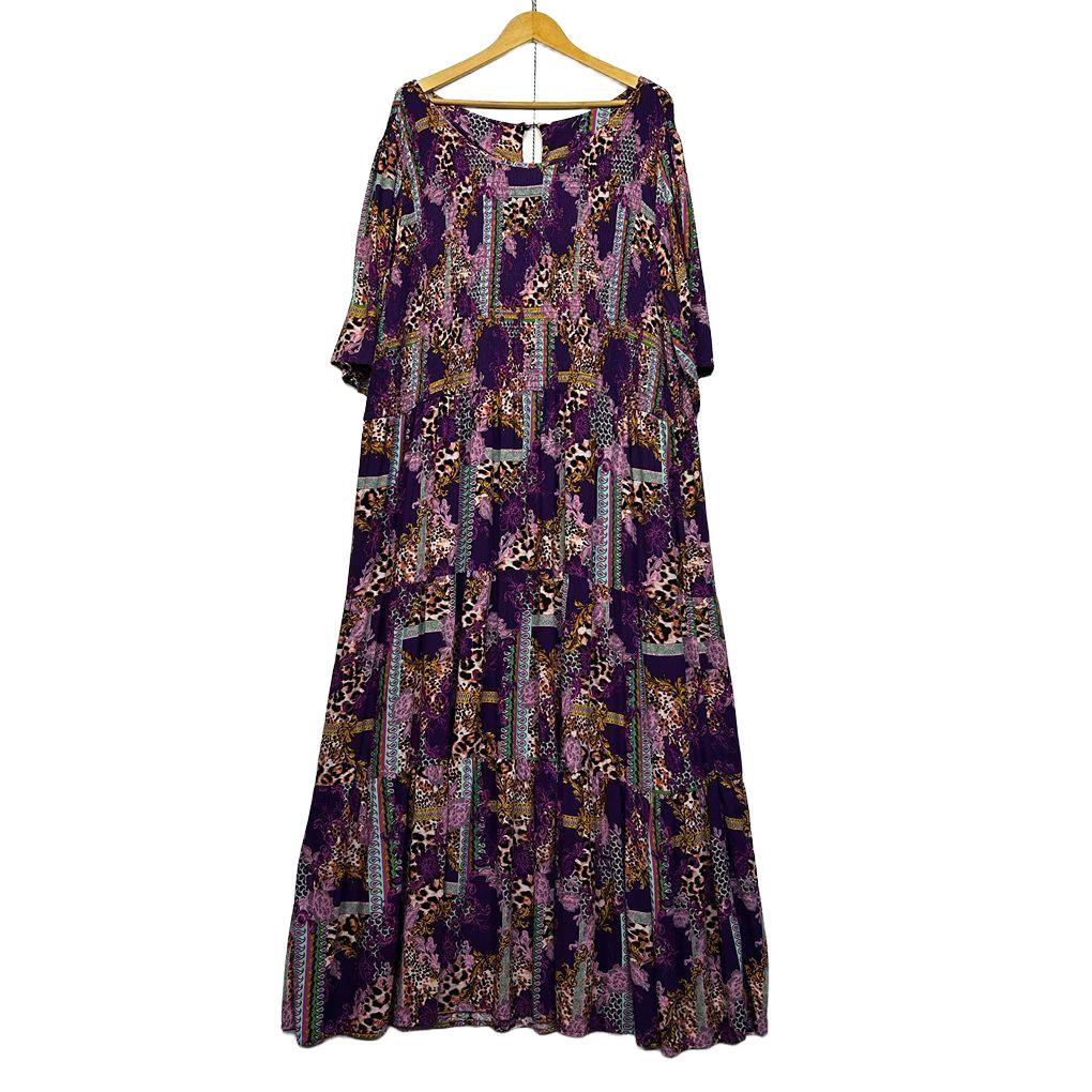 Purple Patchwork Paisley Maxi Dress - Size 22-24