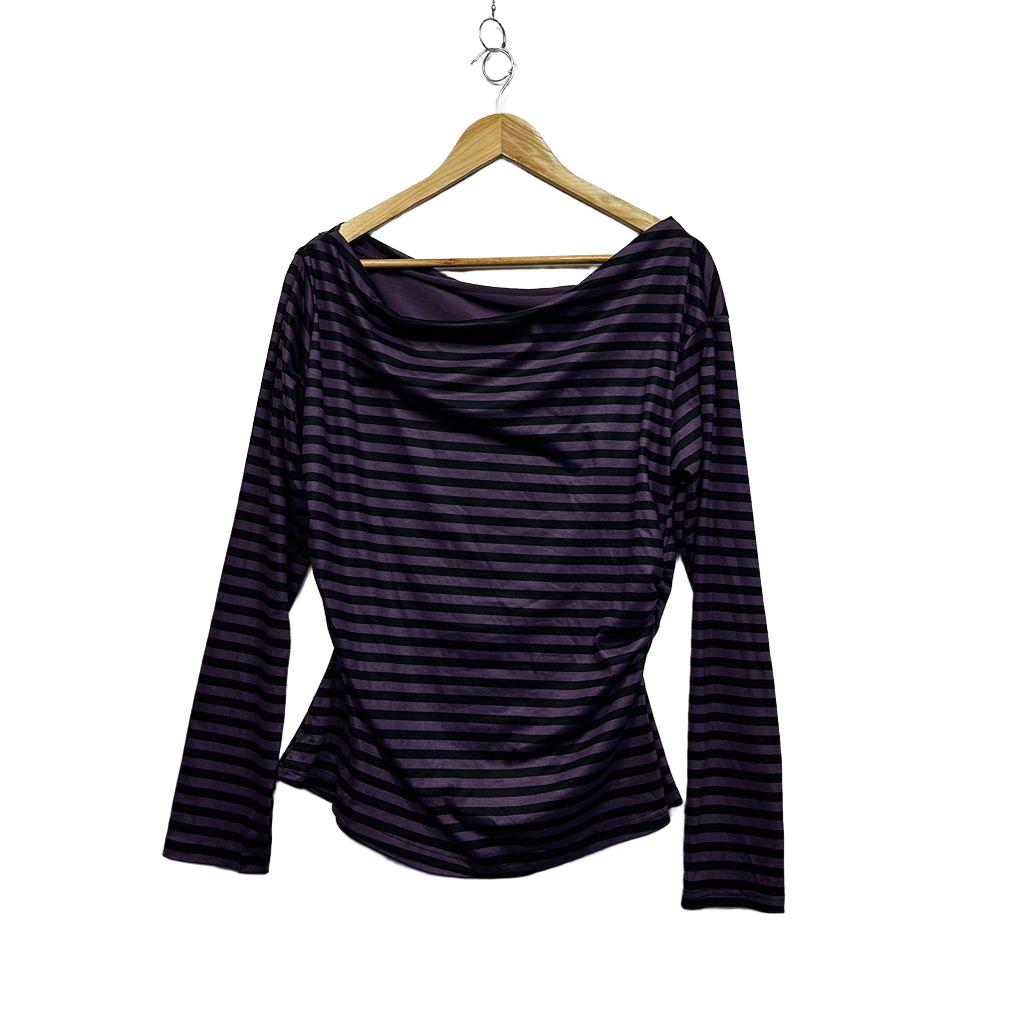 Purple Striped Long Sleeve Top - Size XL