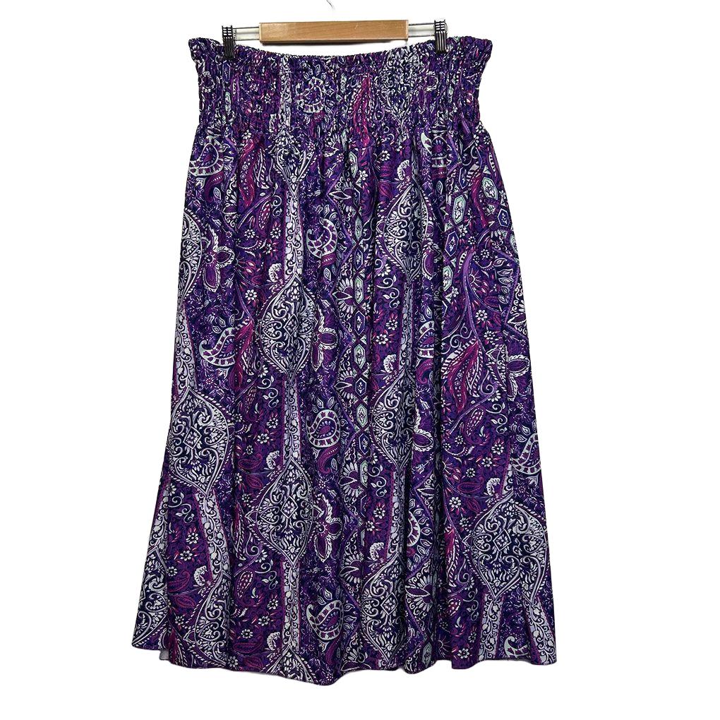 Purple Paisley Print Maxi Skirt - Size 4XL