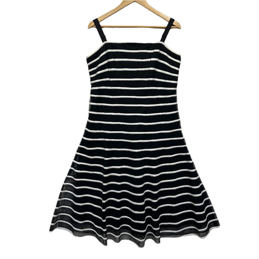 Queenspark Dress Size 14 Black White Fit & Flare Striped Cocktail