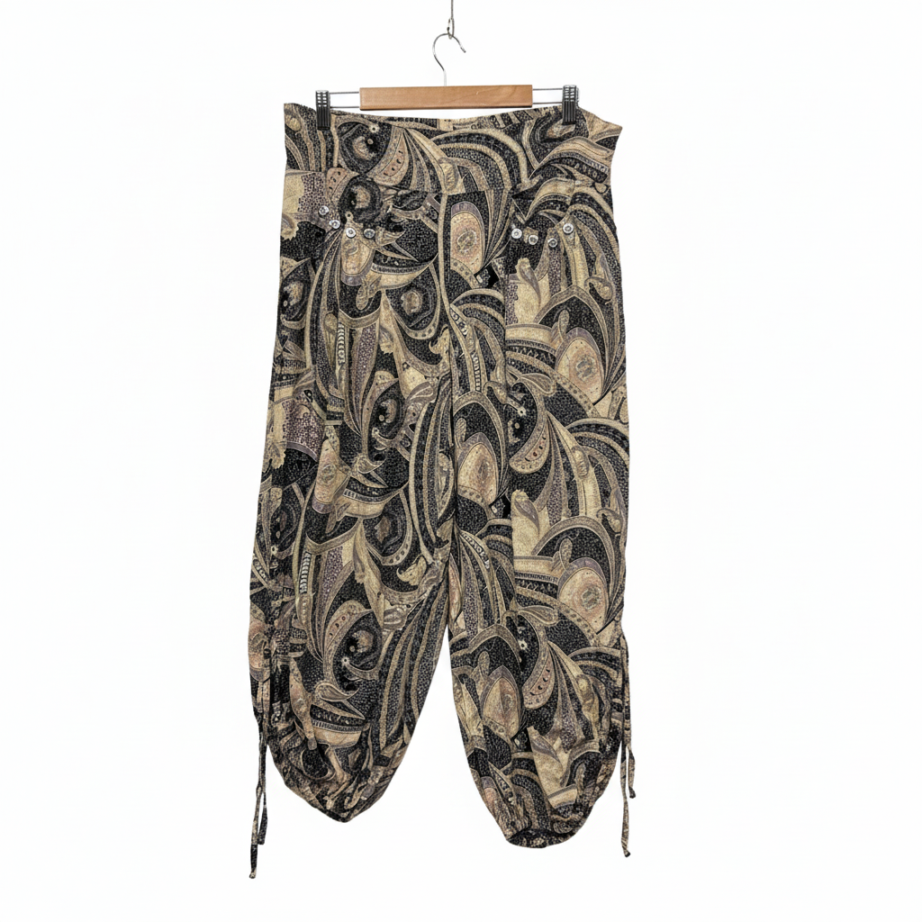 Quelque Multicoloured Paisley Print Cropped Pants - Size 16