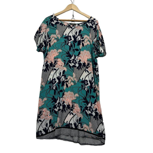 Quelque Teal Multicolour Floral Dress - Size 18