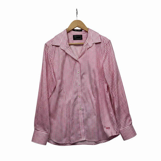 RB Sellars Pink White Gingham Check Long Sleeve Button Up Shirt - Size 16