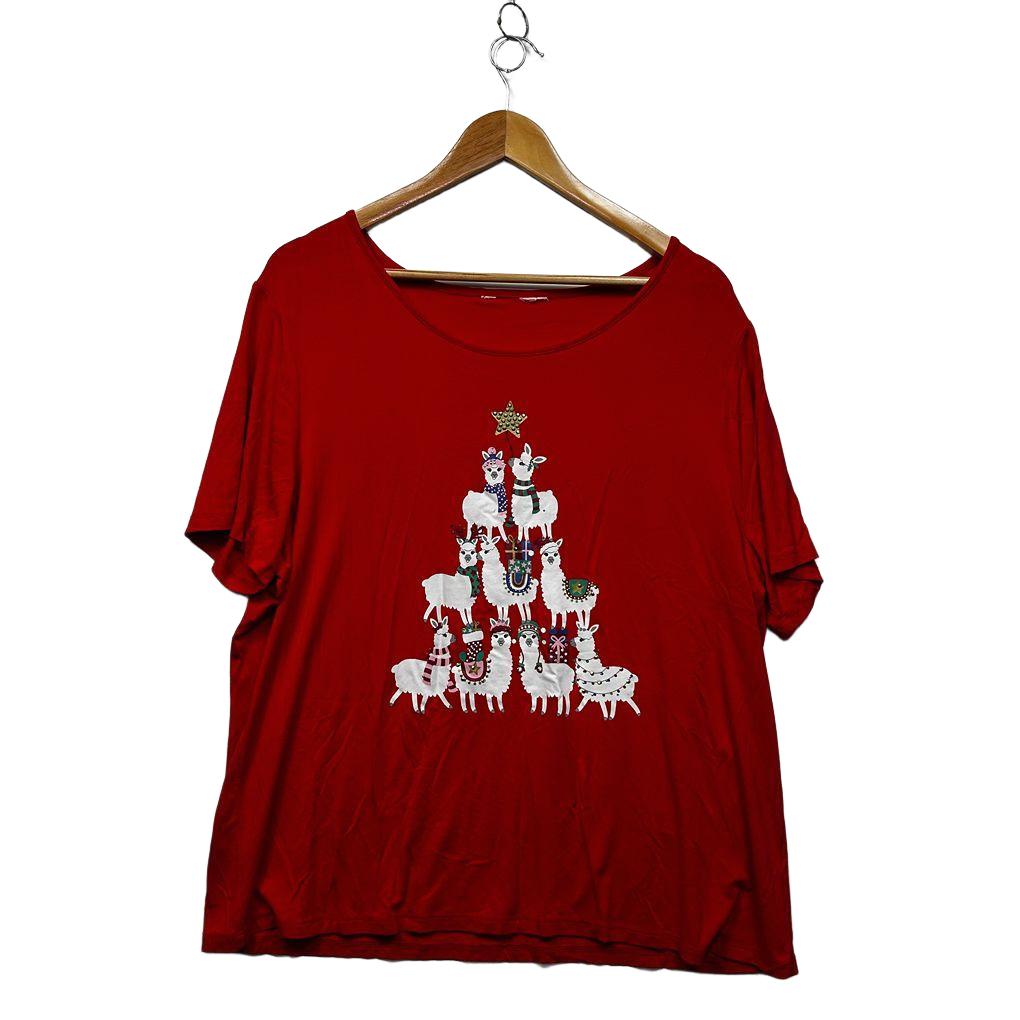 Red Llama Christmas Top - Size 18/20