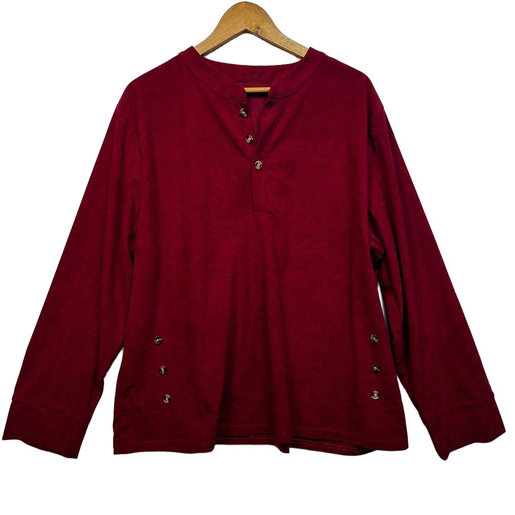Red Long Sleeve Textured Top - Size 18/20