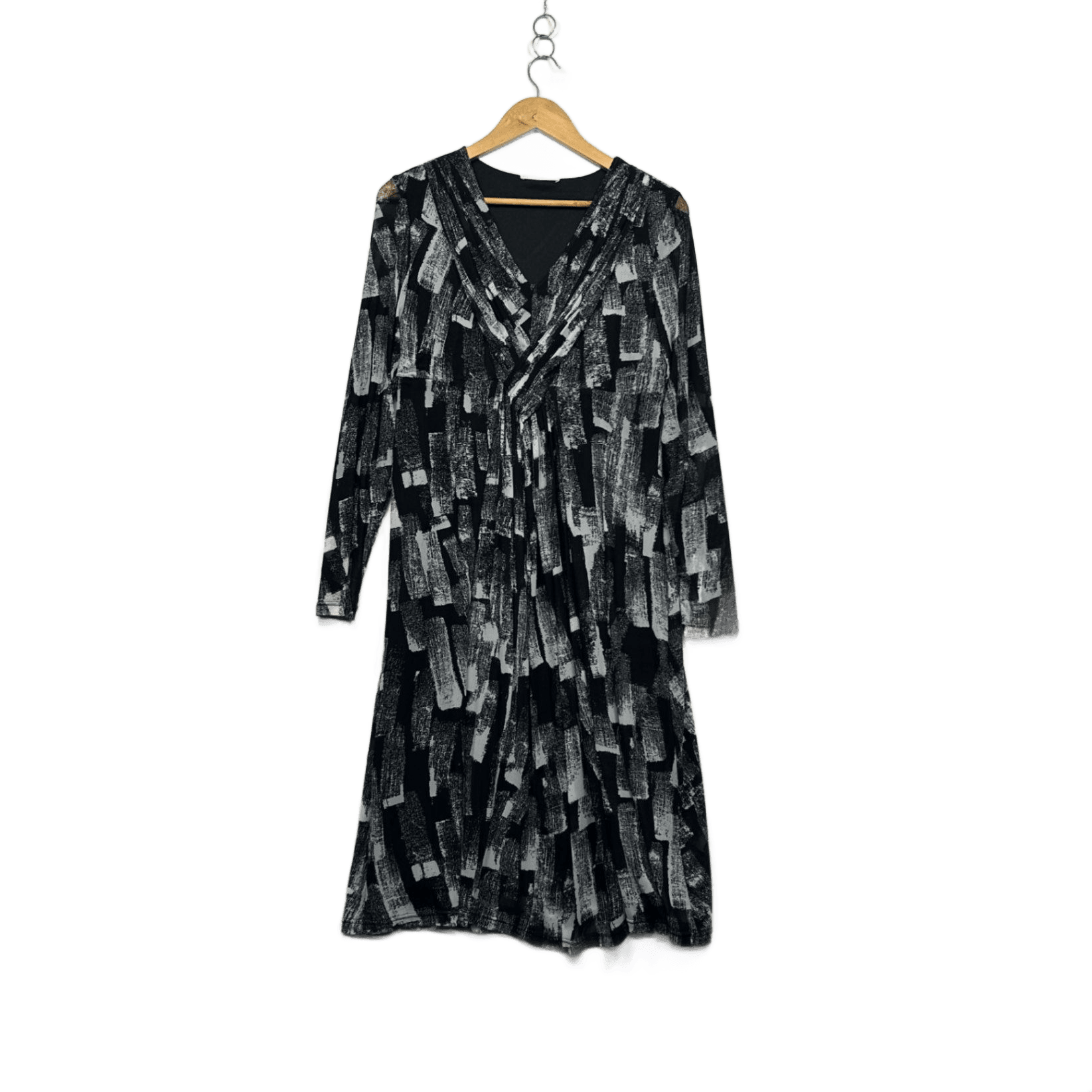 Regatta Black Long Sleeve V-Neck Midi Dress - Size 12