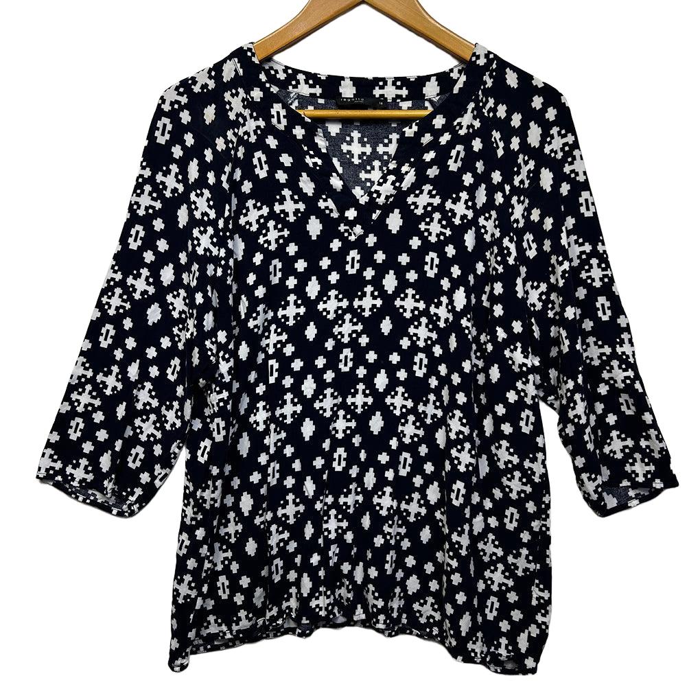 Regatta Black and White Print Top - Size 16