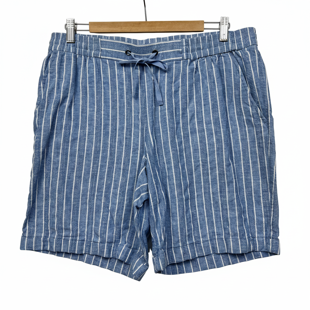Regatta Striped Blue Linen Shorts - Size 14
