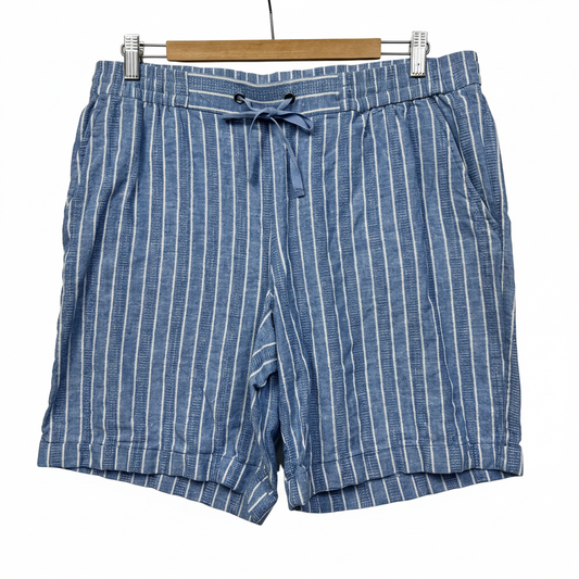 Regatta Striped Blue Linen Shorts - Size 14