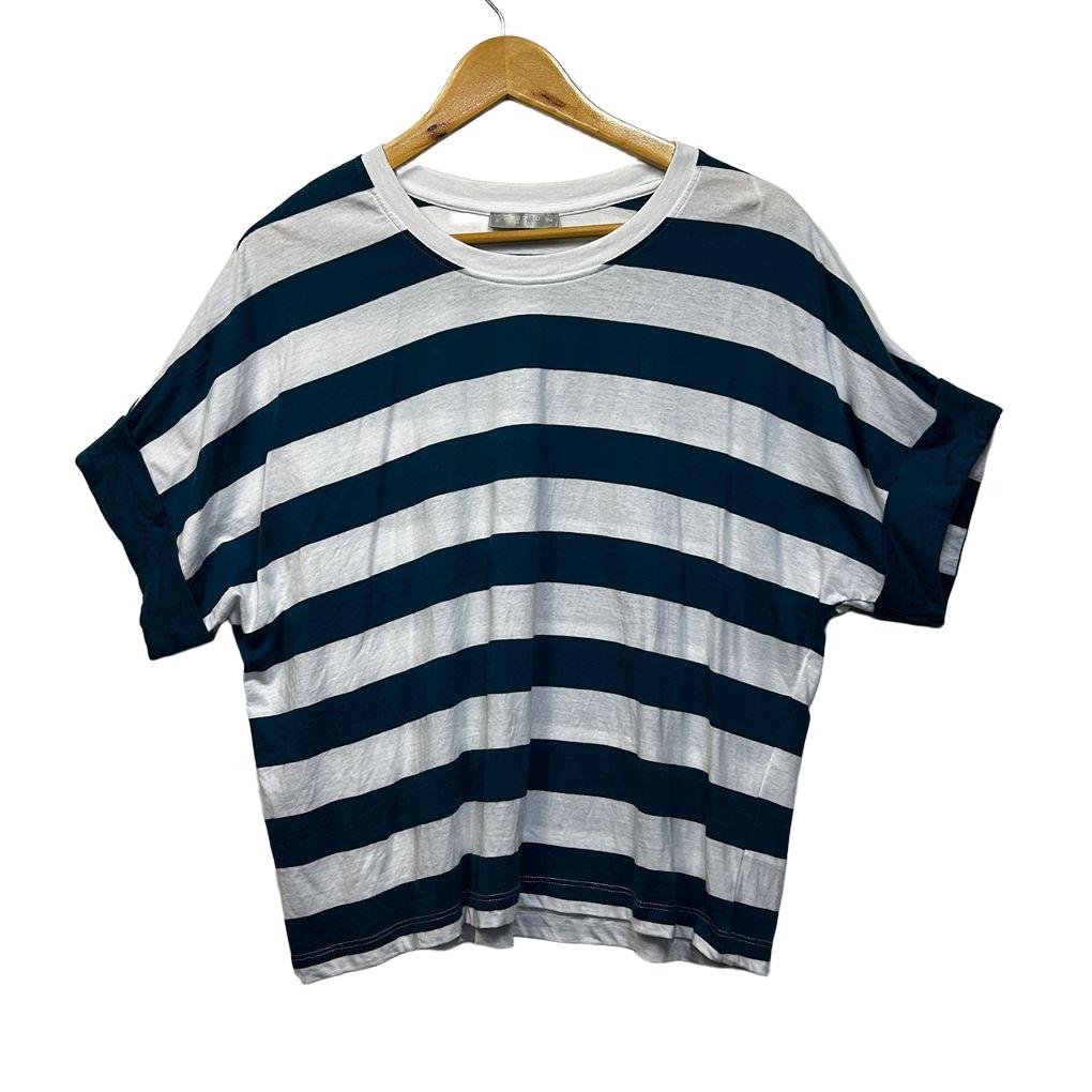 Regatta Teal Striped Cotton Top - Size 14