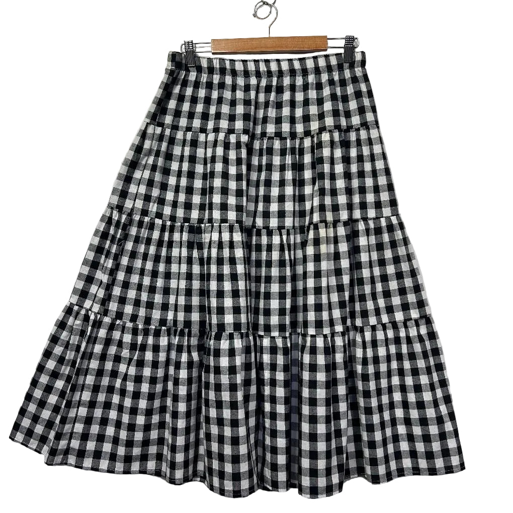 Reverse Black Cotton Maxi Skirt - Size XL