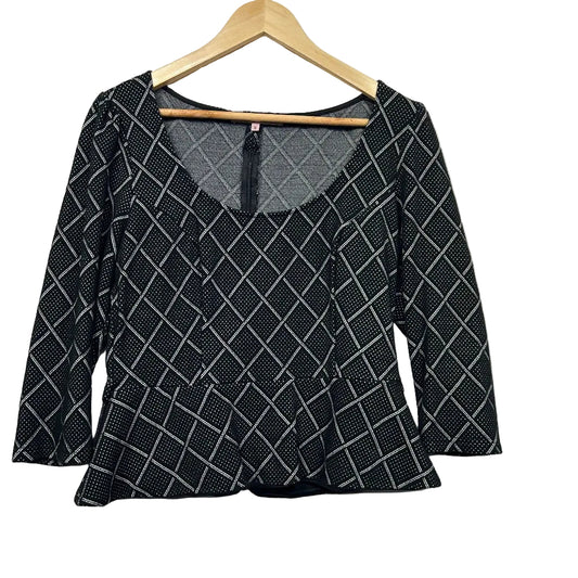 Review Black Diamond Check Peplum Top - Size 12