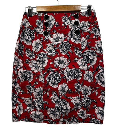 Review Red Floral Cotton Skirt - Size 12