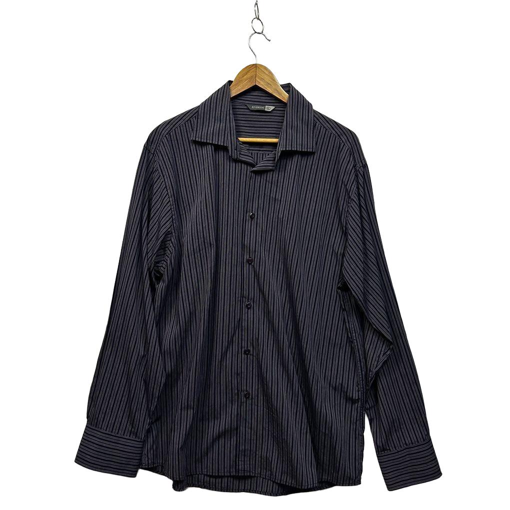 Rivergum Navy Striped Cotton Mens Shirt - Size XXL