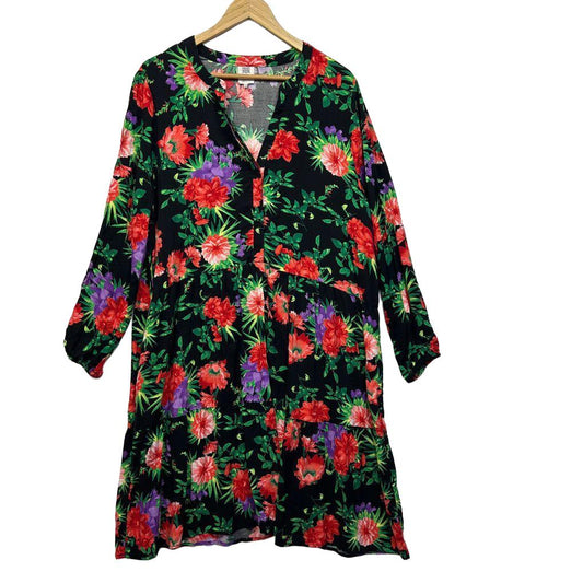 Rivers Black Floral Dress - Size 18
