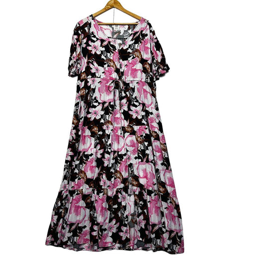 Rivers Black Floral Maxi Dress - Size 22